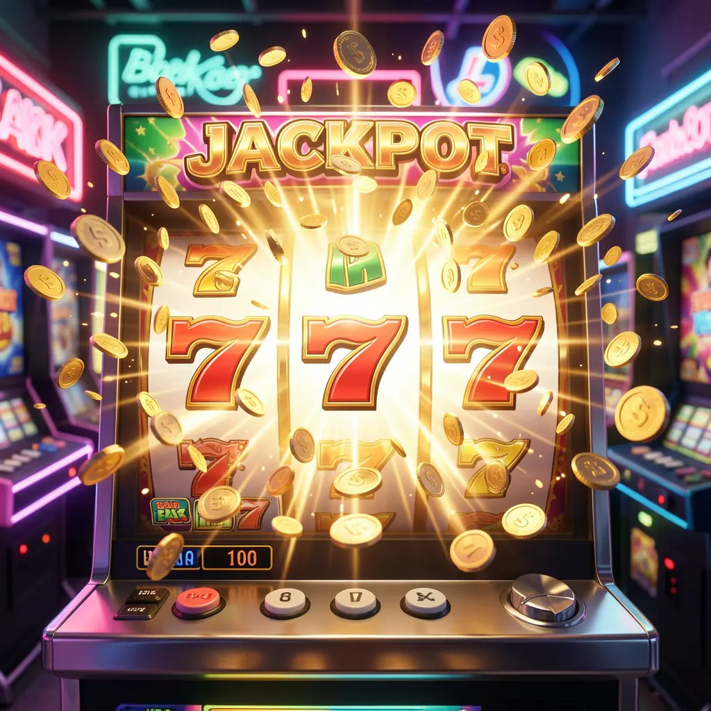 Close up of a classic slot machine landing triple sevens surrounded by golden coins symbolizing big wins and premium gameplay at FG8 in Bangladesh